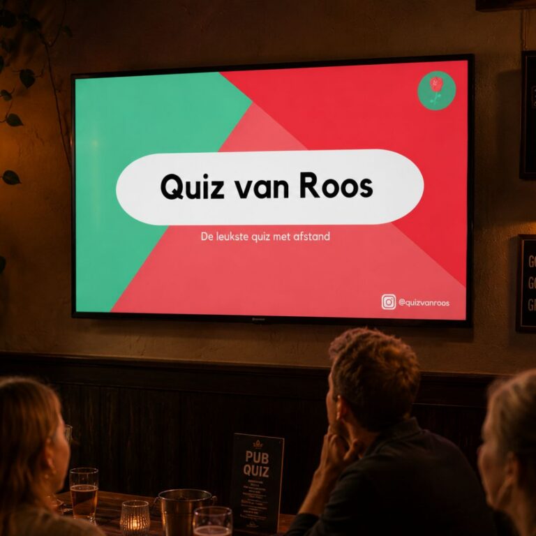 Startscherm van Quiz van Roos op tv voor een pubquiz thuis