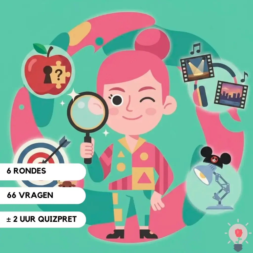 Illustratie quizpakket Quiz van Roos: 6 rondes, 66 vragen en ongeveer 2 uur quizpret